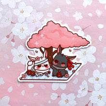 Load image into Gallery viewer, Bunnies Cherry Blossom Viewing Vinyl Sticker
